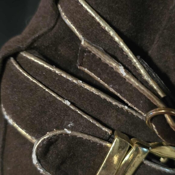 Size 8.5 De Blossom Collection Brown Gold Buckle Ankle Booties High Heels Shoes - Picture 12 of 16